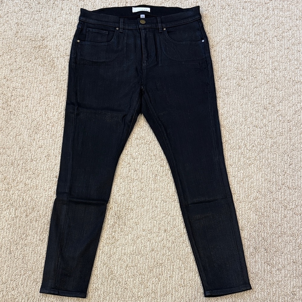 LOFT black shiny coated denim